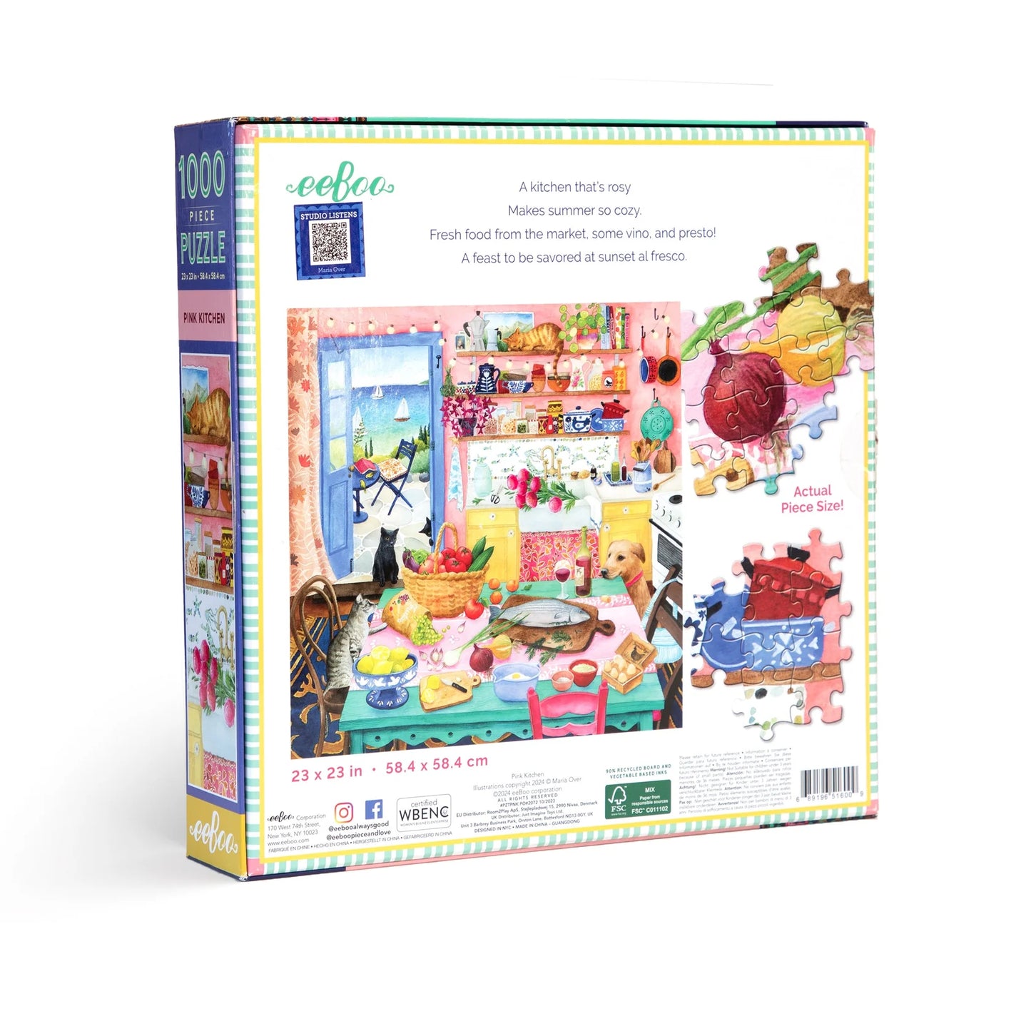Eeboo 1000 piece puzzle - Pink Kitchen
