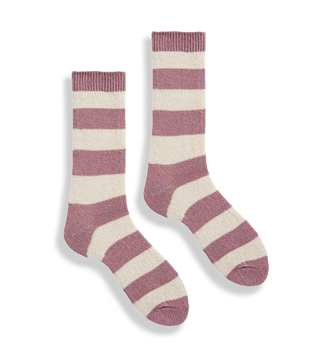 lisa b Women’s Merino Wool and Cashmere Socks - Rugby Stripe
