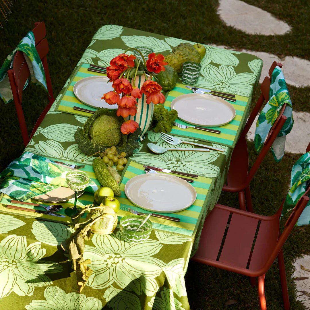Margot Green Linen Tablecloth - Medium