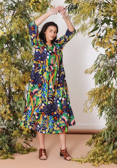 Togetherness Cascade Dress - Scattered Seed Print