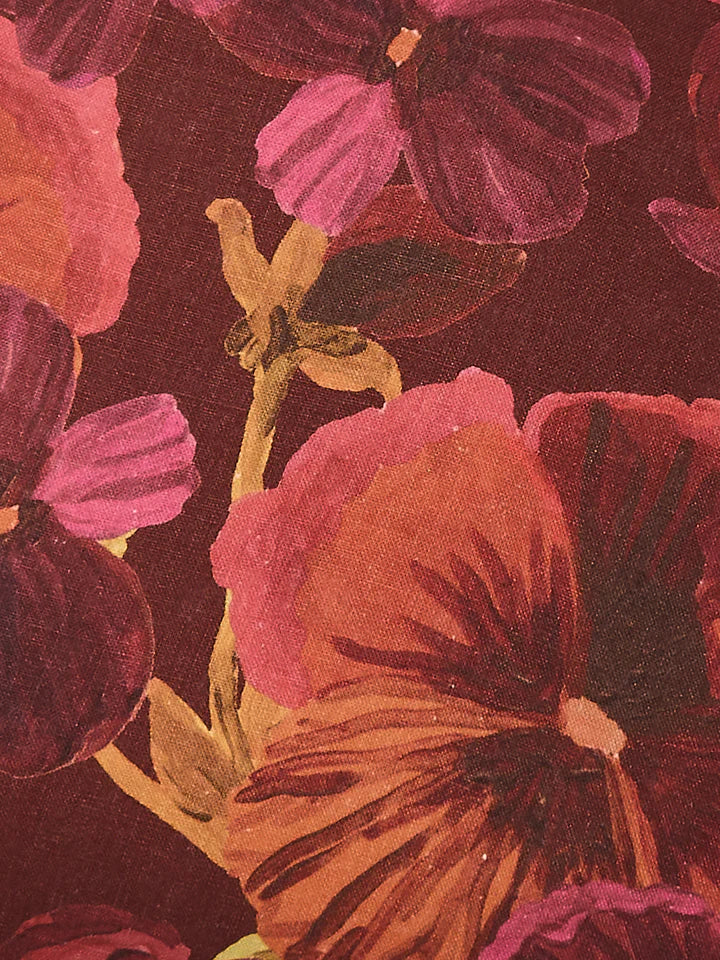 Bonnie and Neil Cushion - Wild Pansy Dark Cerise 50cm