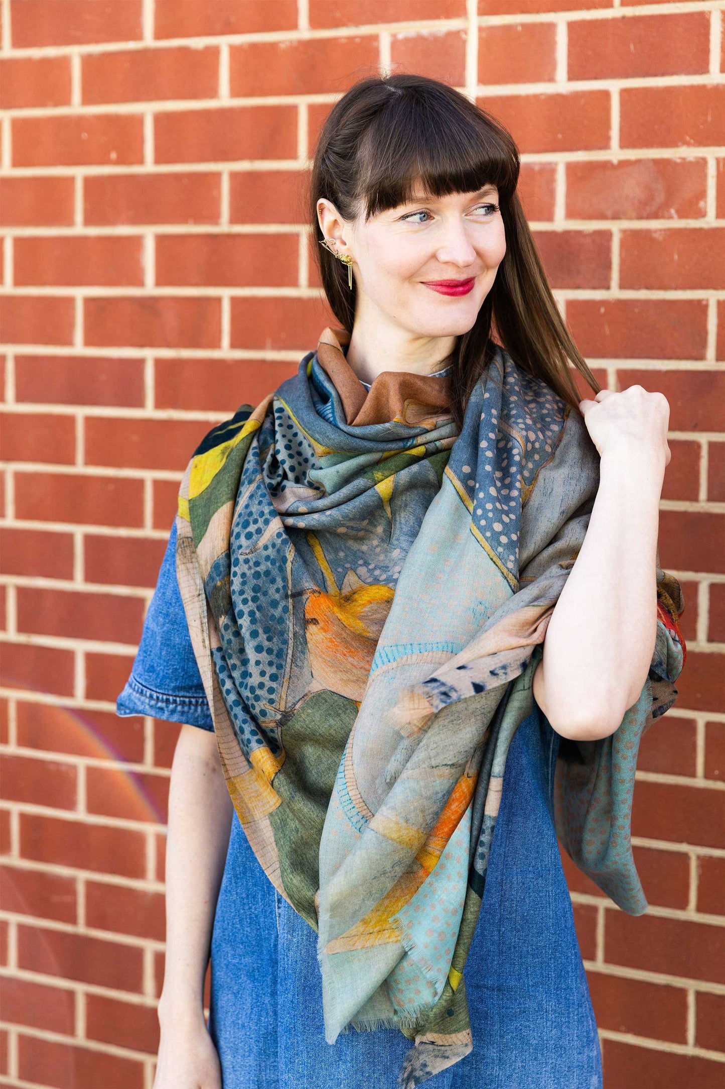 Dana Kinter Cashmere Wool Scarf - Silvereyes and Eucalyptus