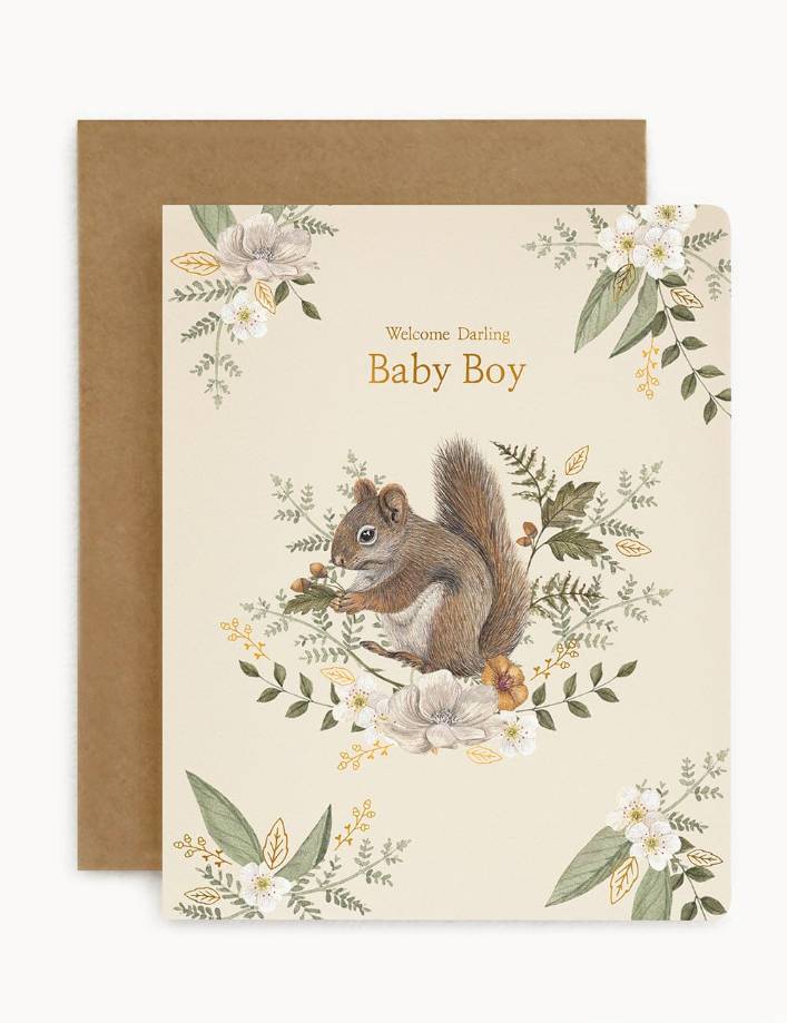 Bespoke Letterpress - Welcome Darling Baby Boy Card