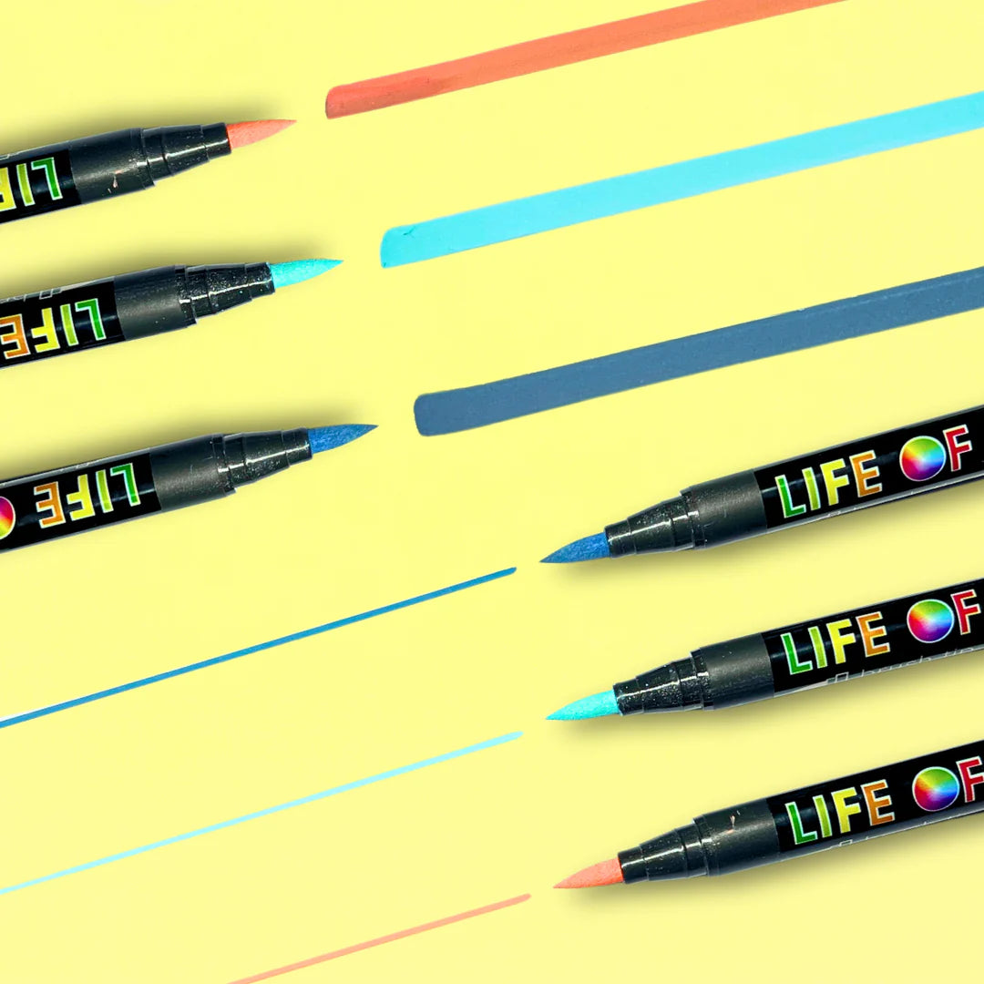Life of Colour - Ocean Colours Brush Tip Acrylic Paint Pens - Set of 12