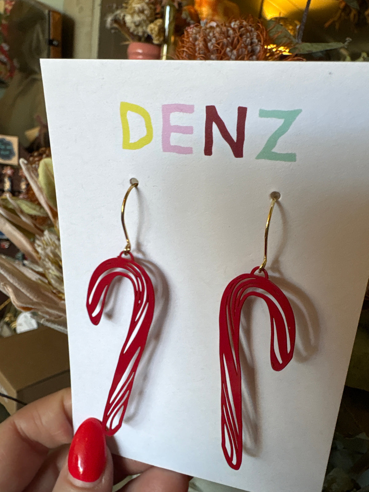 Denz earrings - red candy canes
