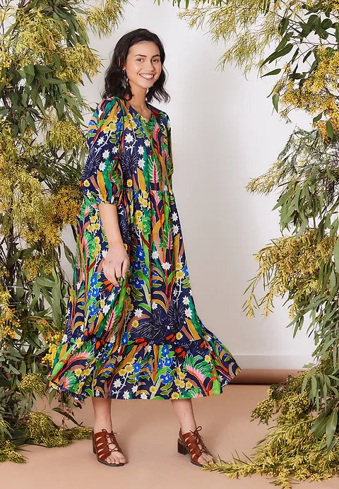 Togetherness Cascade Dress - Scattered Seed Print