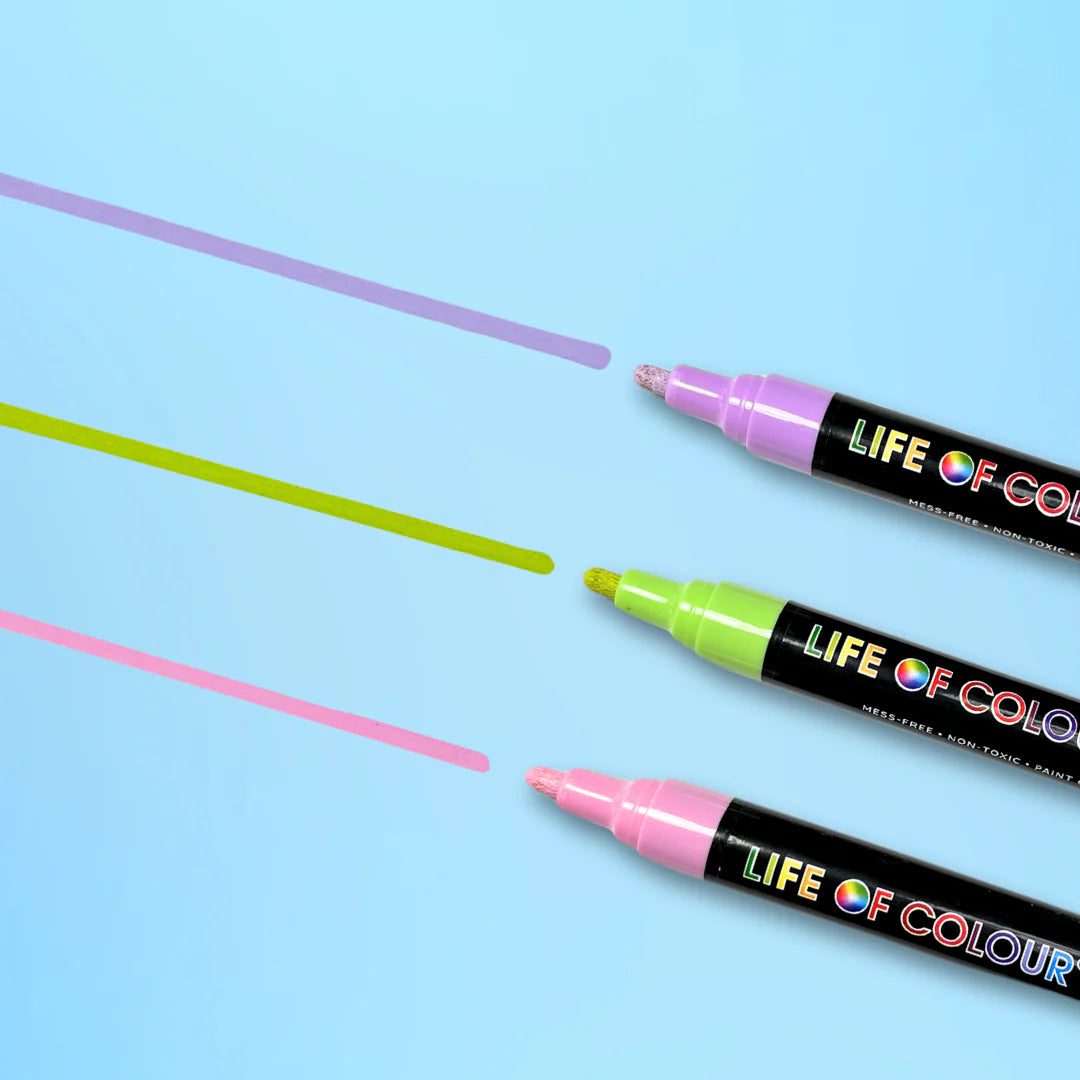 Life of Colour - Pastel Dreams 3mm Medium Tip Acrylic Paint Pens - Set of 12