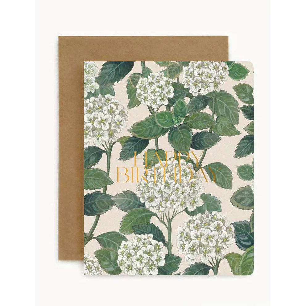 Bespoke Letterpress - Happy Birthday (Hydrangea)Card