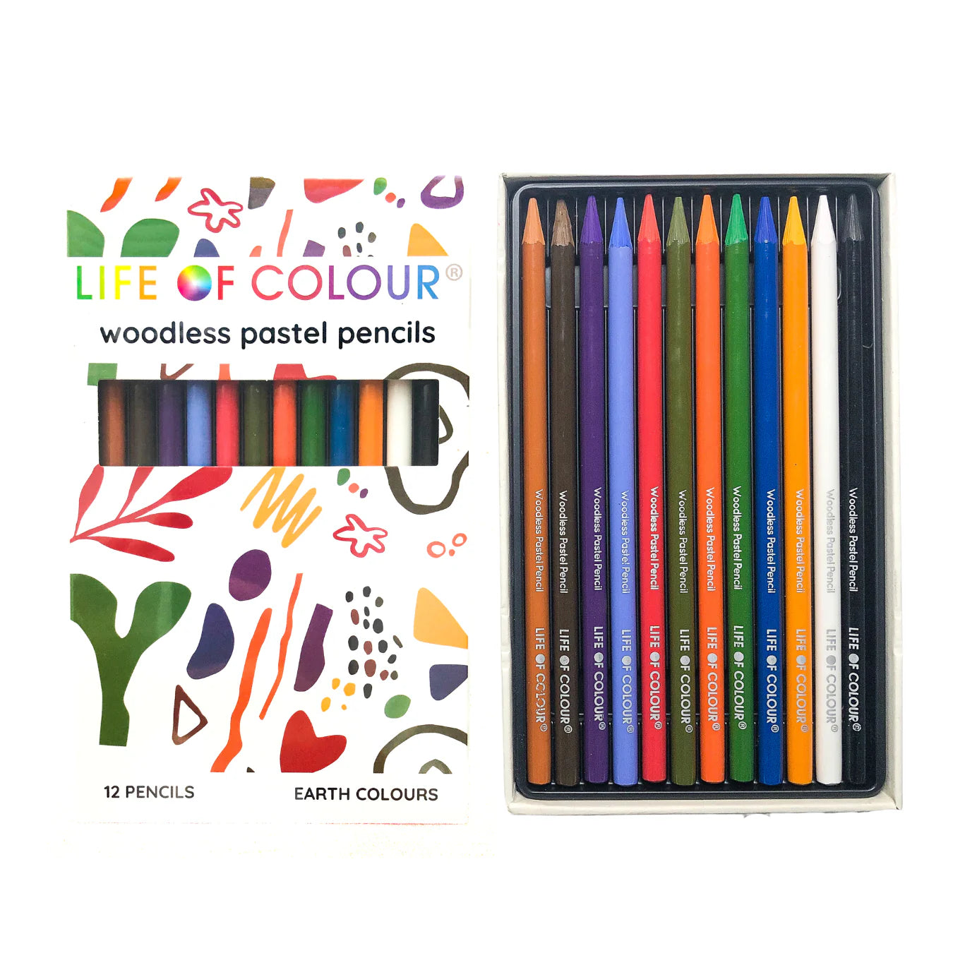 Life of Colour - Woodless Pastel Pencils (Earth colours) Set of 12