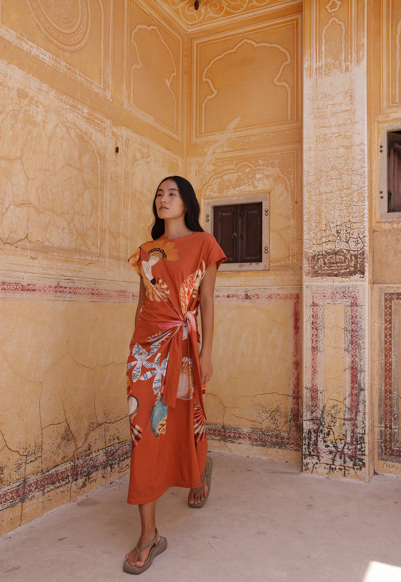 Nancybird Macey Dress - Rust Shell
