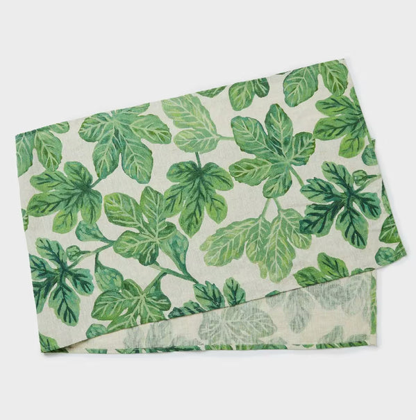 Bonnie and Neil Linen Table Runner Green Fig Leaf