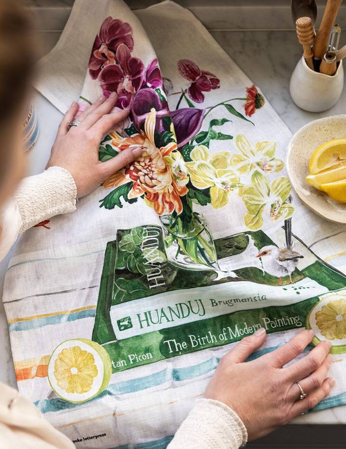 Bespoke Linen Tea Towel - Fairy Wrens