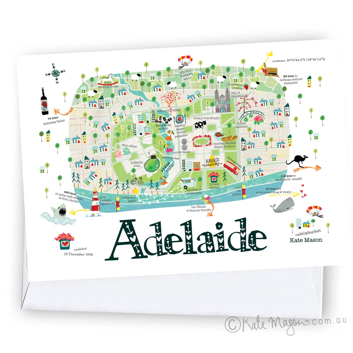 Adelaide Map GREETING CARD