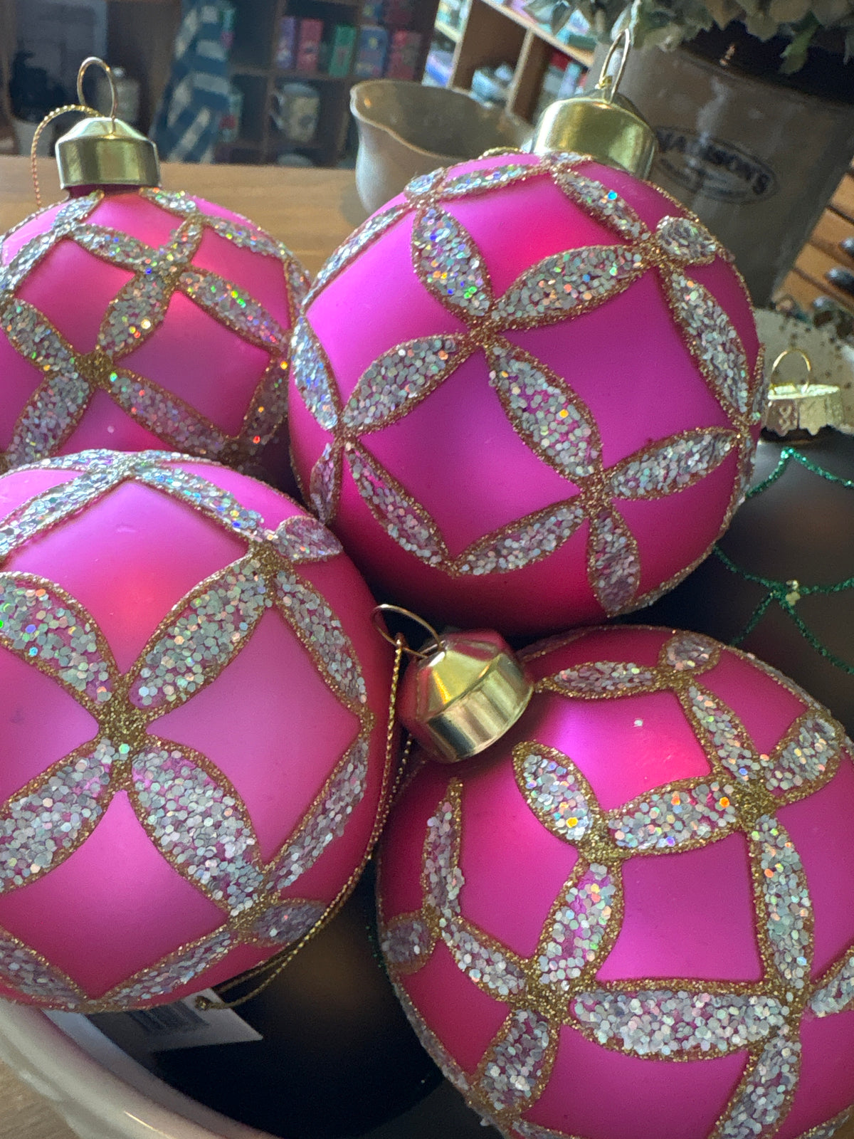 Pearl Magenta Round Bauble Decoration