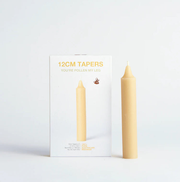 Queen B Beeswax 12cm Taper Candles (set of 4)