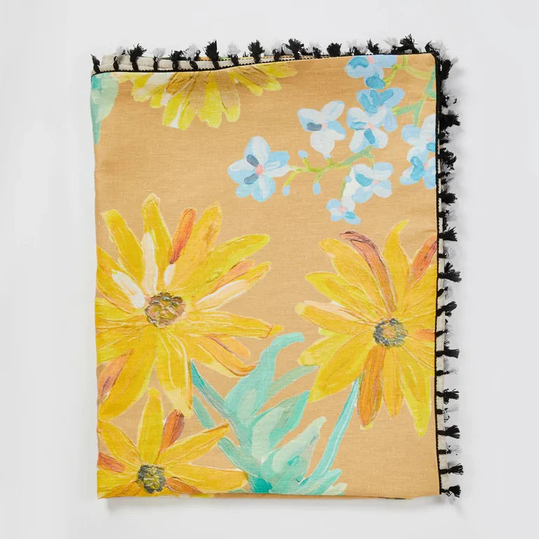 Bonnie and Neil Tassel Throw Floral Toffee