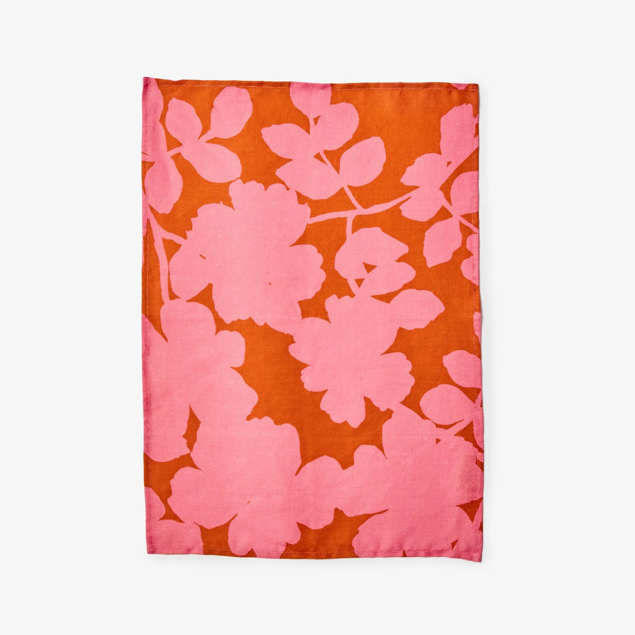 Carmine Pink Linen Tea Towel