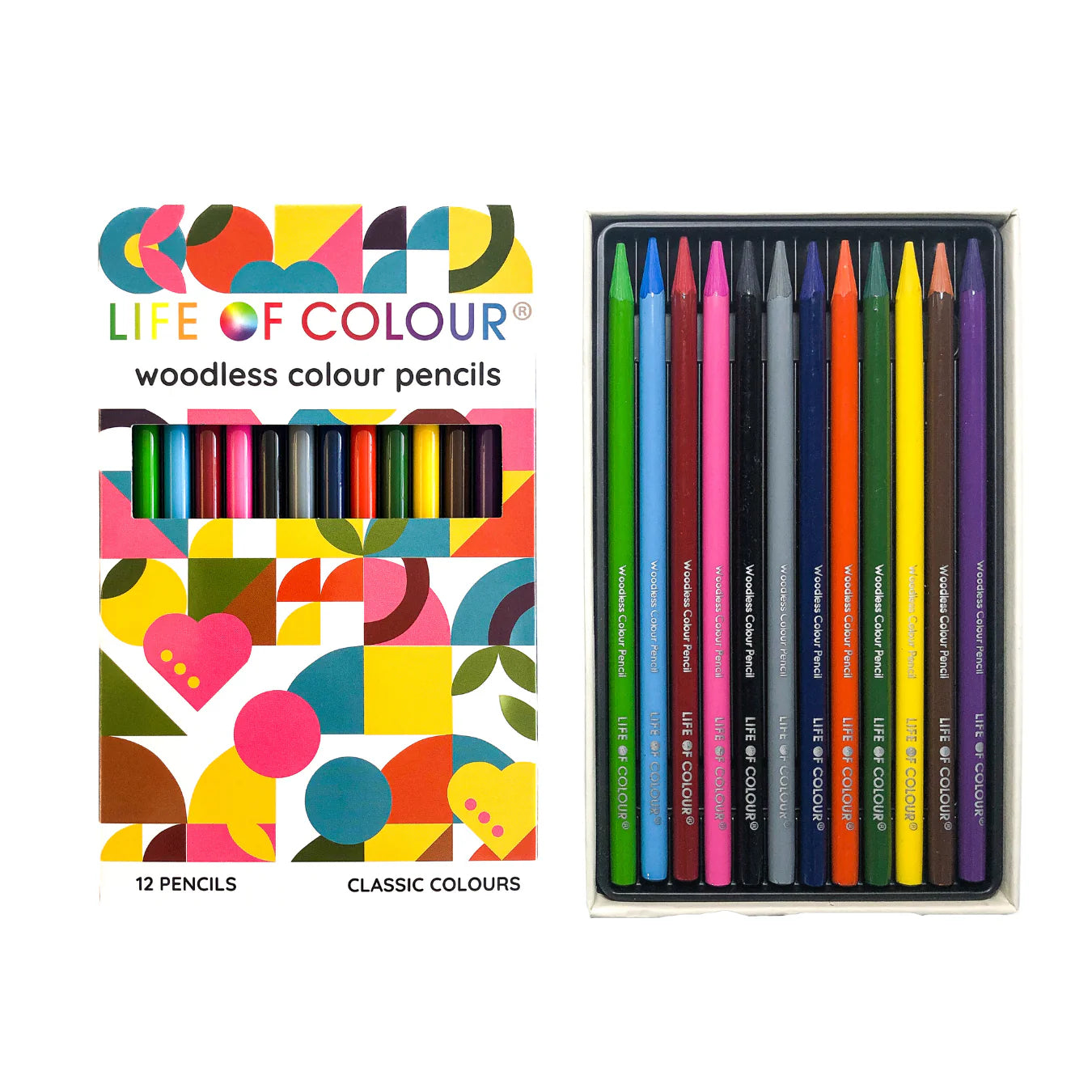 Life of Colour - Woodless Colour Pencils (classic colours) Set of 12