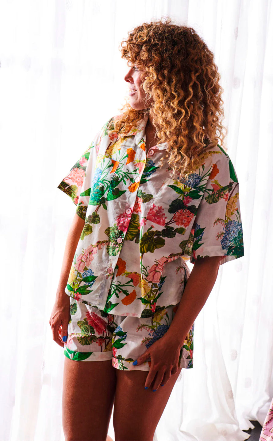 BOUQUET BEAUTY ORGANIC COTTON SHORT SLEEVE SHIRT & SHORT PYJAMA SET
