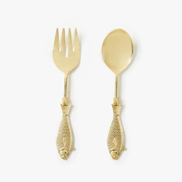 Bonnie and Neil Brass Fish Salad Servers