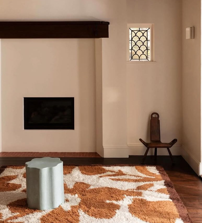 Bonnie and Neil Hibiscus Cocoa Wool Shag Rug