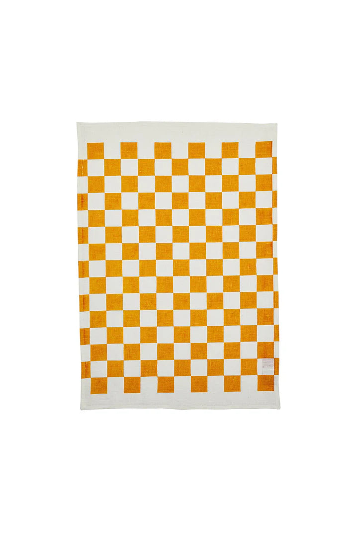 Bonnie and Neil Check Golden Tea Towel