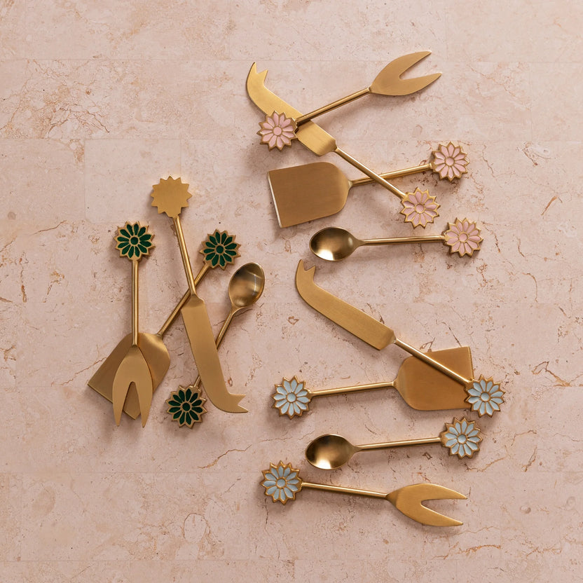 Bonnie and Neil Brass Enamel Cheese Knife Set