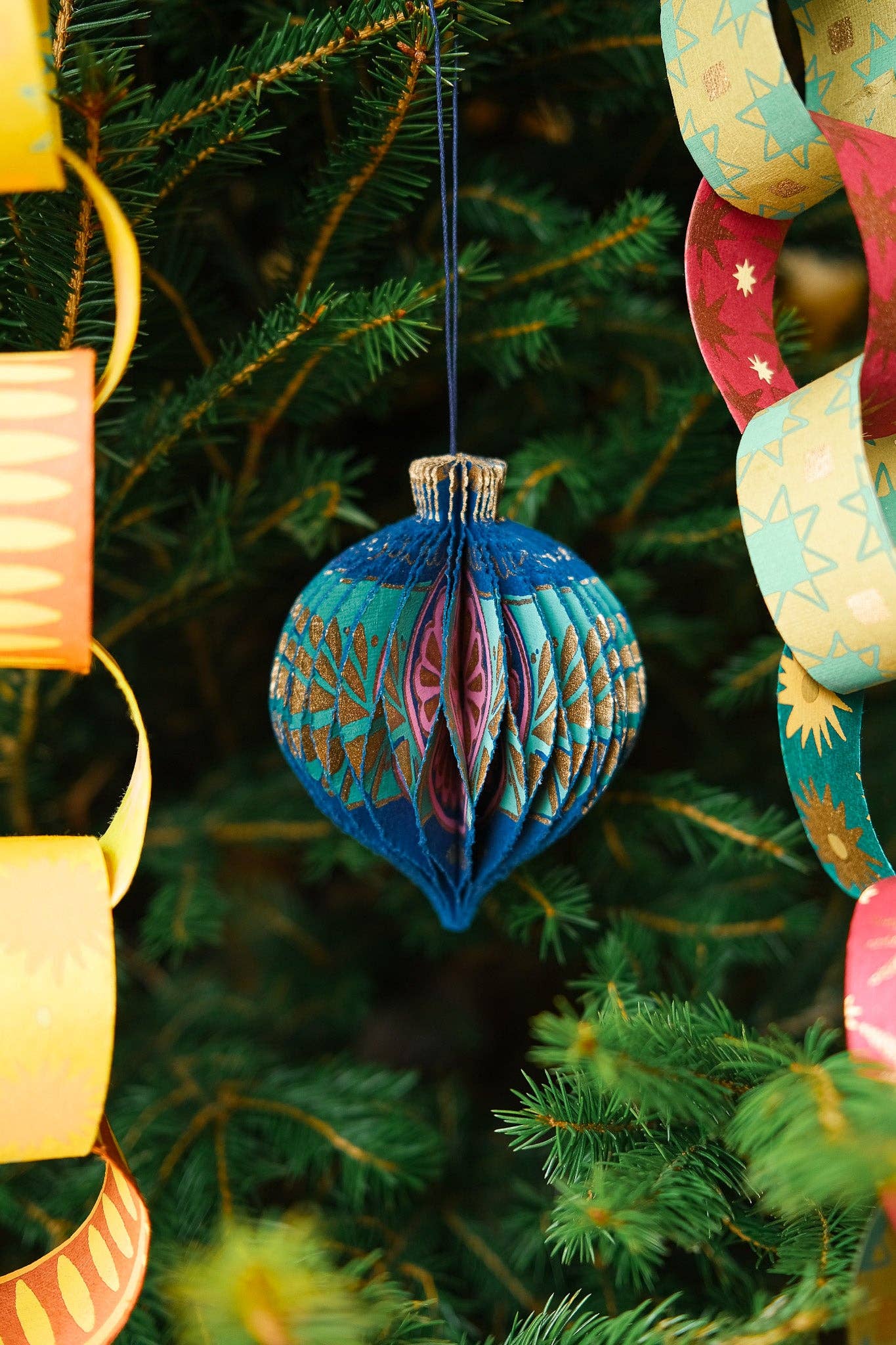 Blue Bauble Honeycomb Decoration