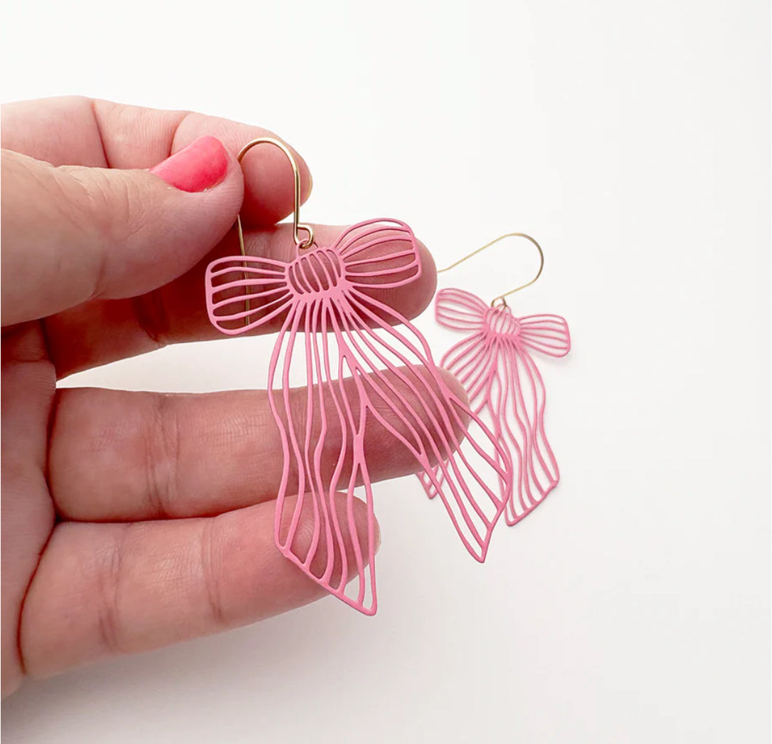 Denz Pretty Bow Pink Earrings