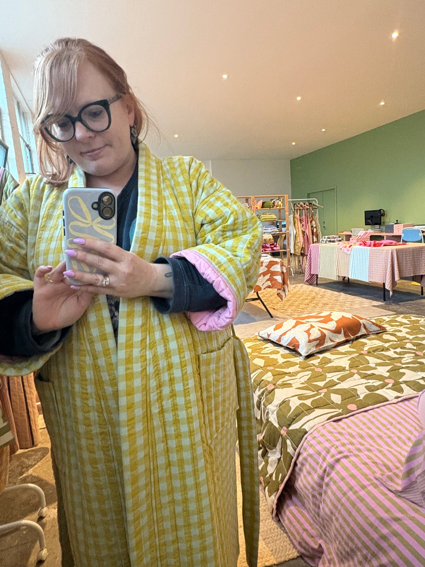 Mosey Me Citrus Seersucker Quilted Robe