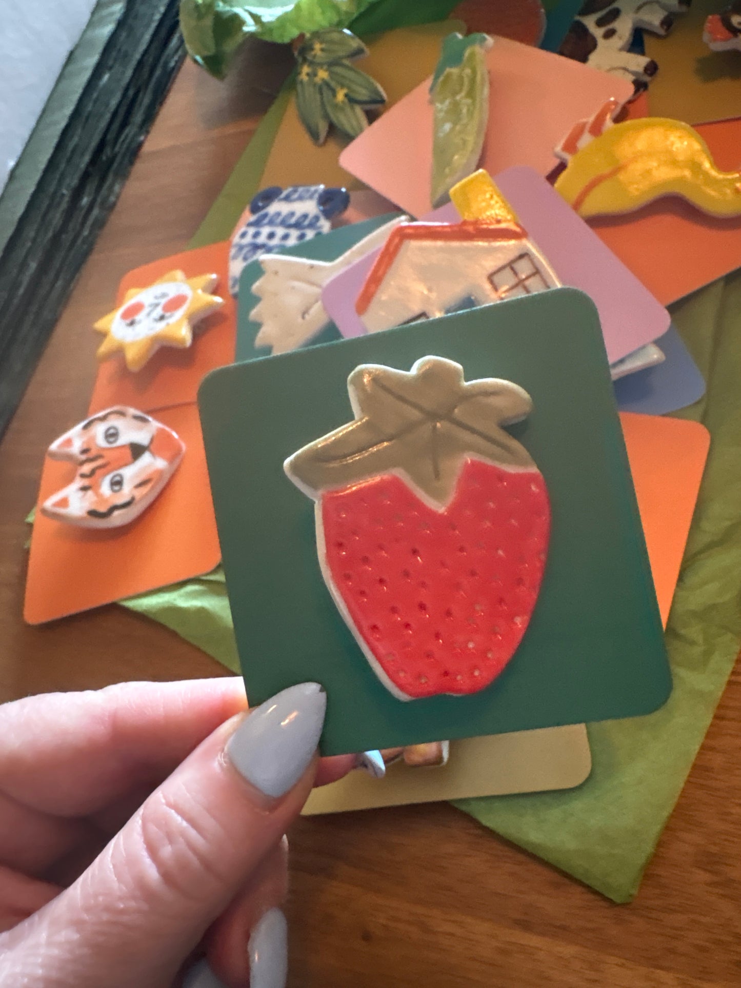 Togetherness Ceramic Brooch - Strawberry