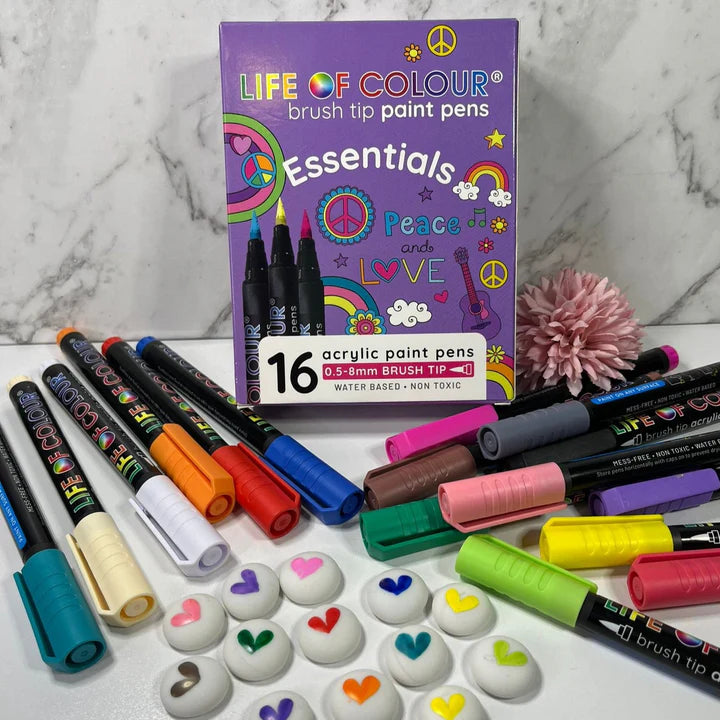 Life of Colour - Brush Tip Acrylic Paint Pens - set of 16