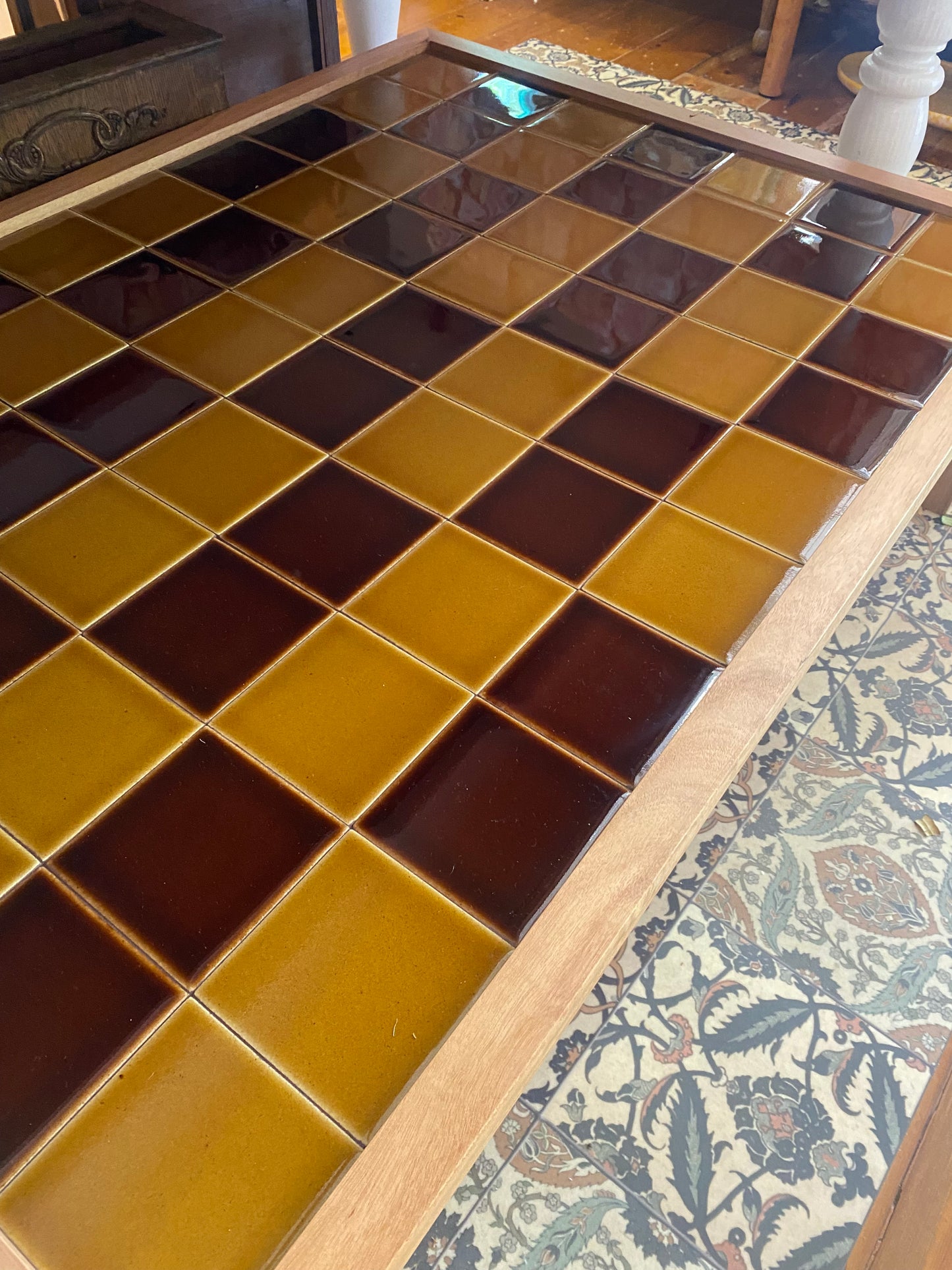 Bonnie and Neil Tiled Coffee Table Chocolate/Mustard