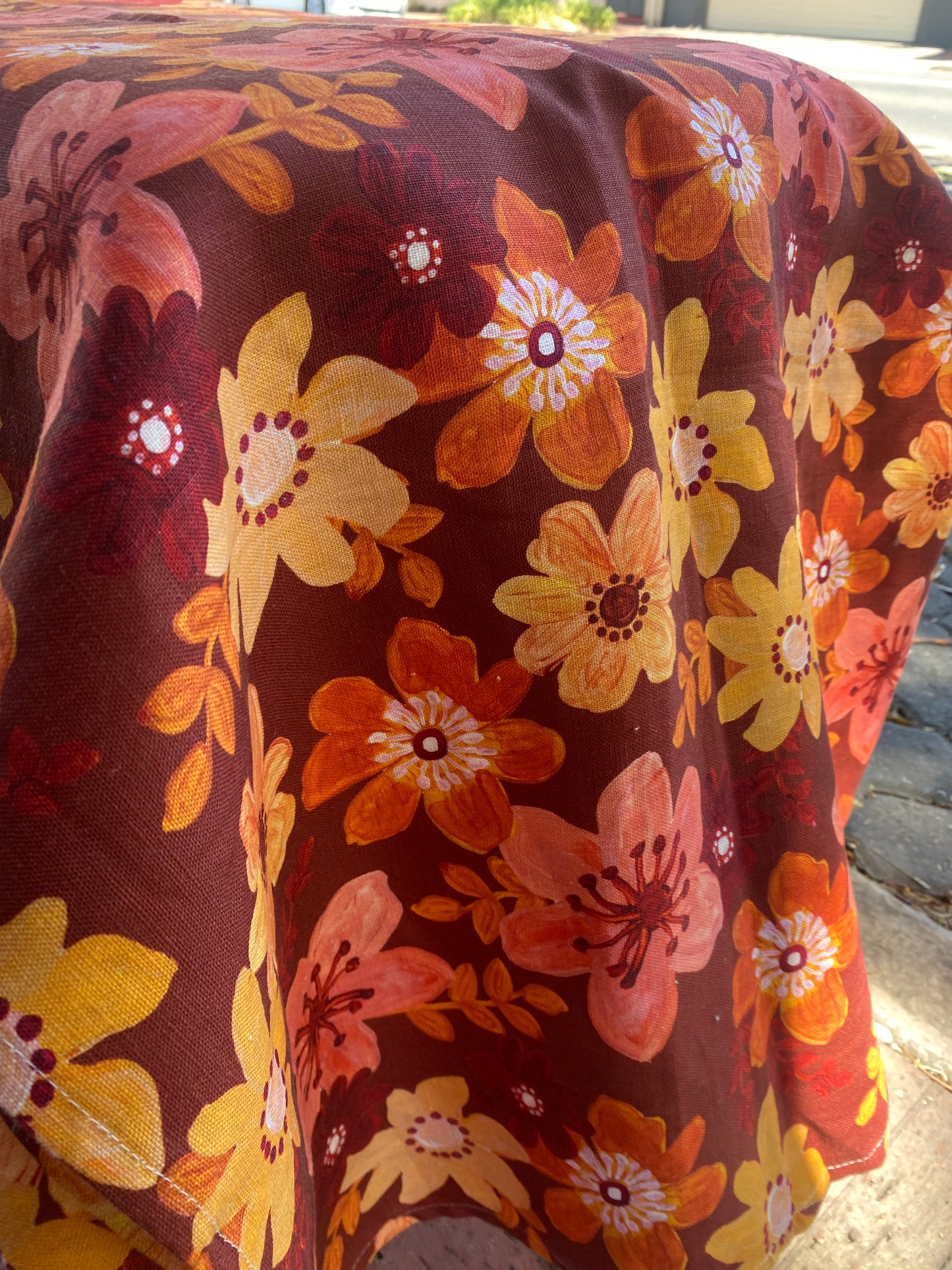 Bonnie and Neil Burgundy Floral Tablecloth