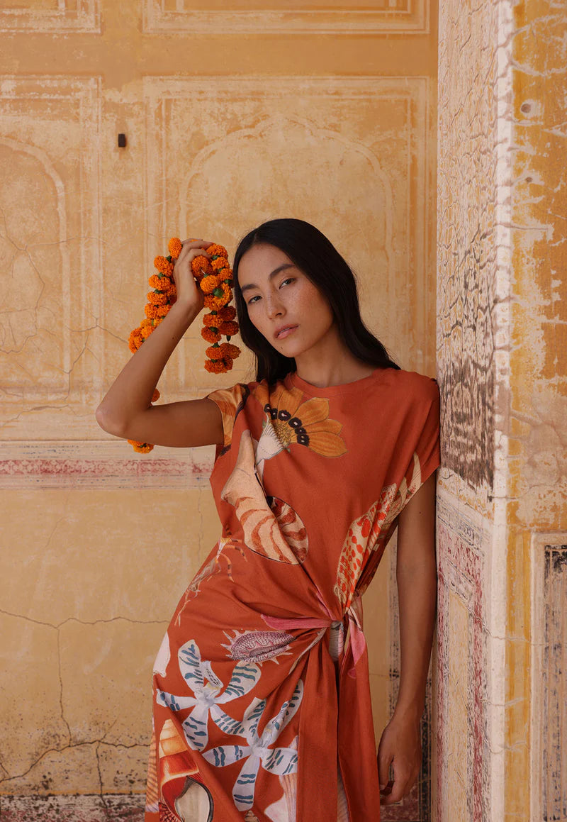 Nancybird Macey Dress - Rust Shell