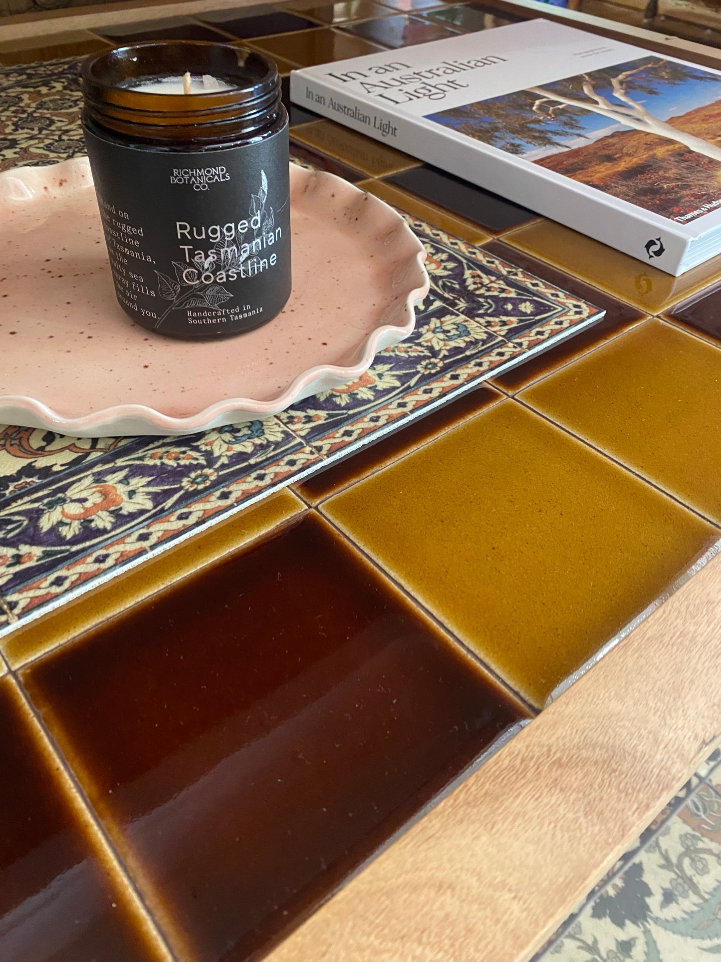 Bonnie and Neil Tiled Coffee Table Chocolate/Mustard