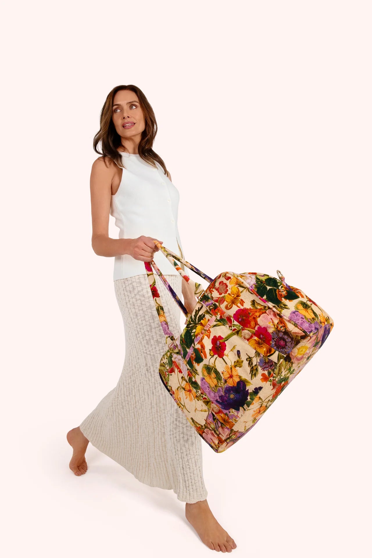 Luxe Weekender Bag - Cream Posy
