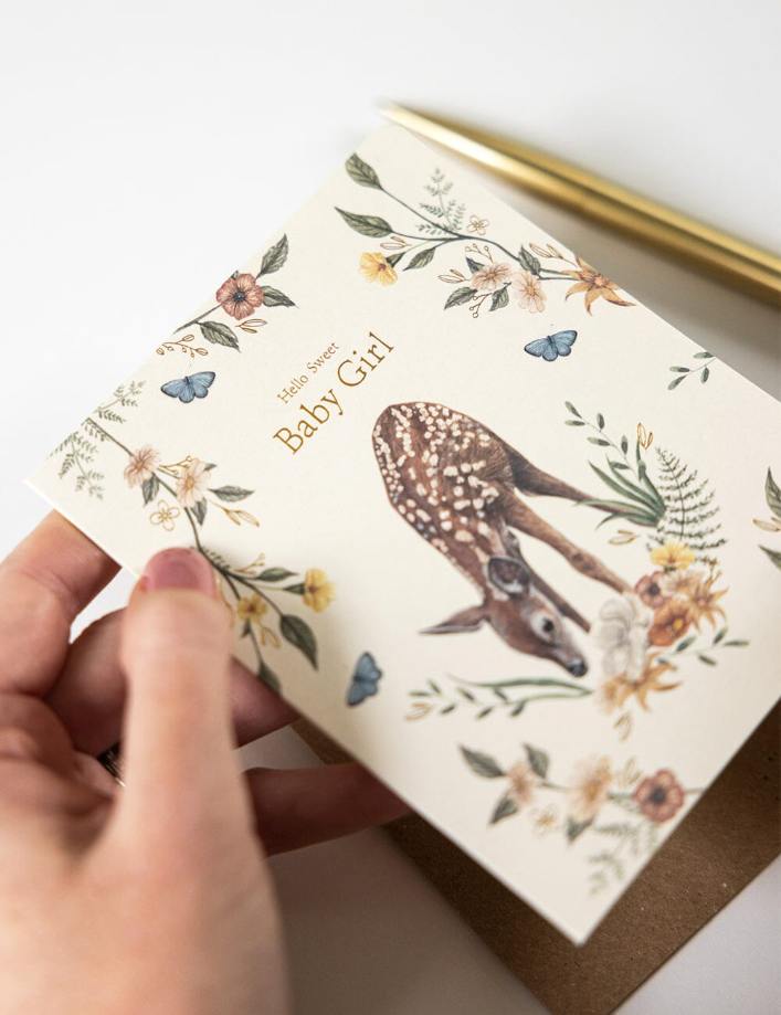 Bespoke Letterpress - Hello Sweet Baby Girl Card