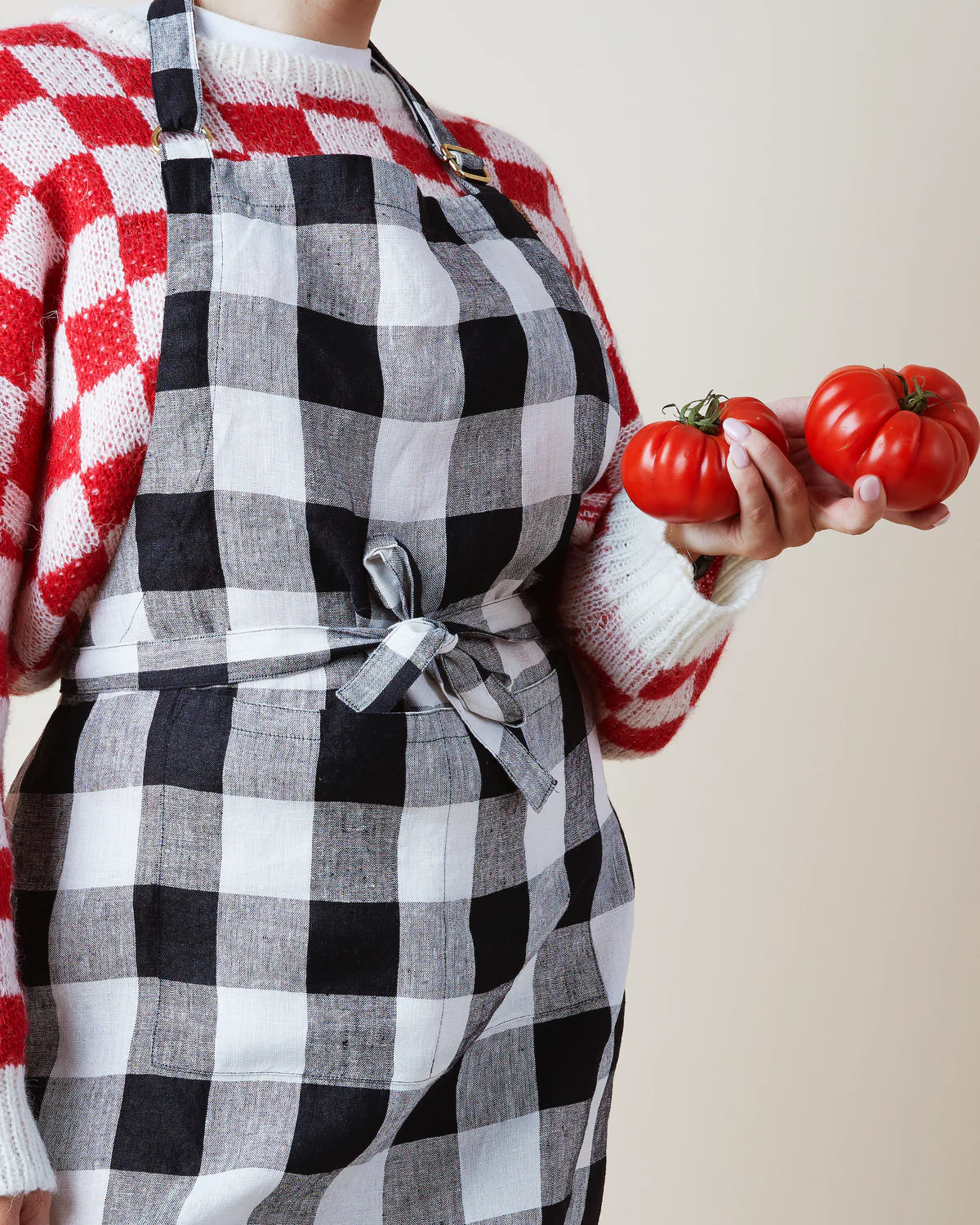 Kip and co Linen Apron - Black & White Gingham