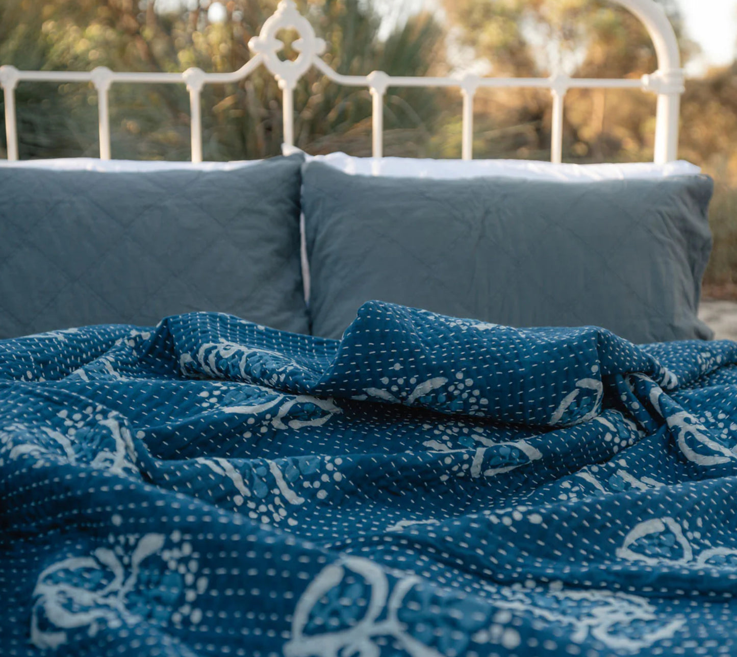 Dana Kinter Kantha Quilt - Heart Strings Australian/Aldinga Wattle