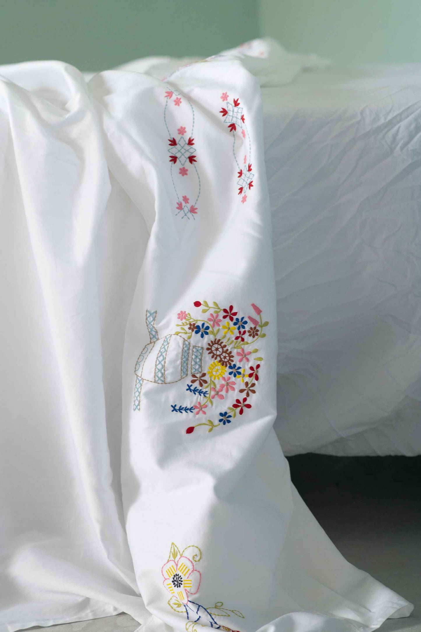Homespun Embroidered Top Sheet