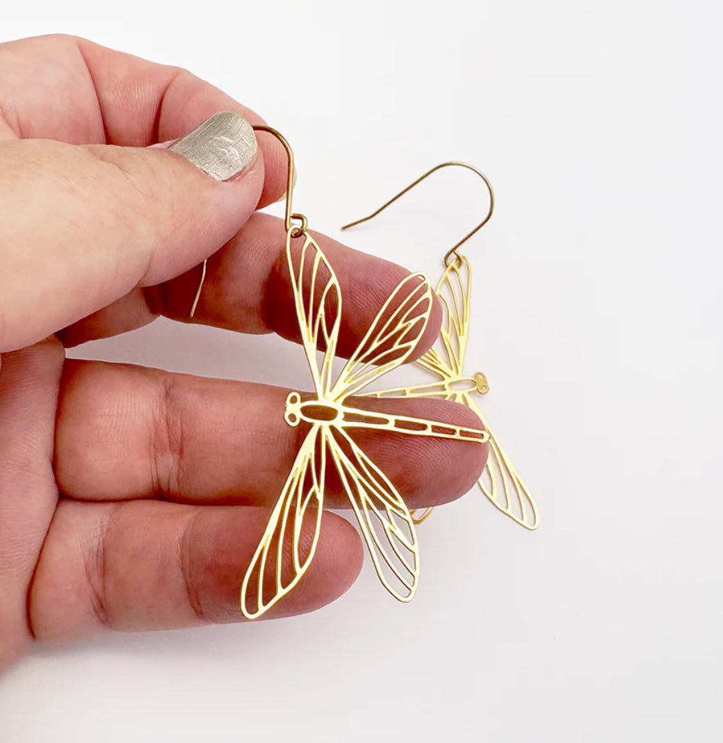 Denz earrings -Dragonfly Earrings - Gold