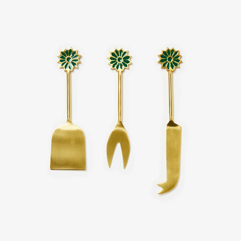Bonnie and Neil Brass Enamel Cheese Knife Set