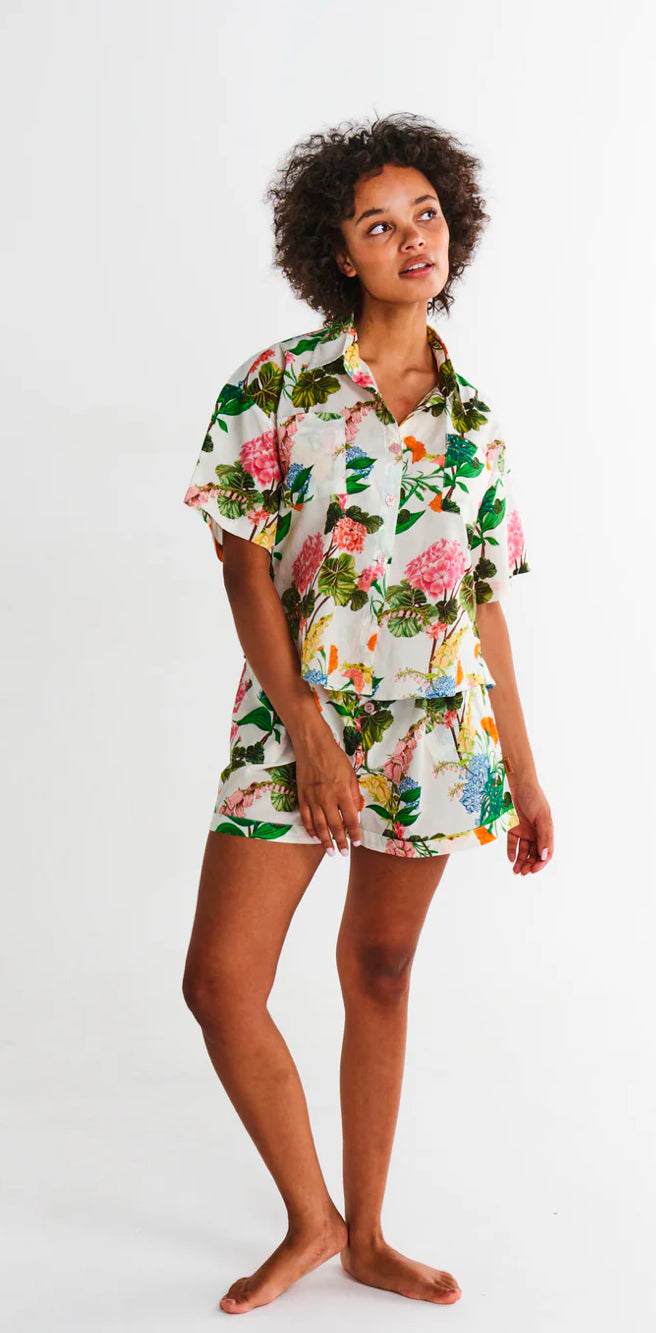 BOUQUET BEAUTY ORGANIC COTTON SHORT SLEEVE SHIRT & SHORT PYJAMA SET