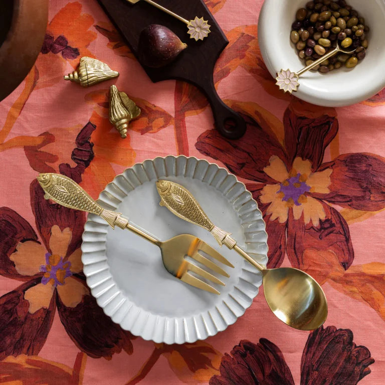 Bonnie and Neil Brass Fish Salad Servers