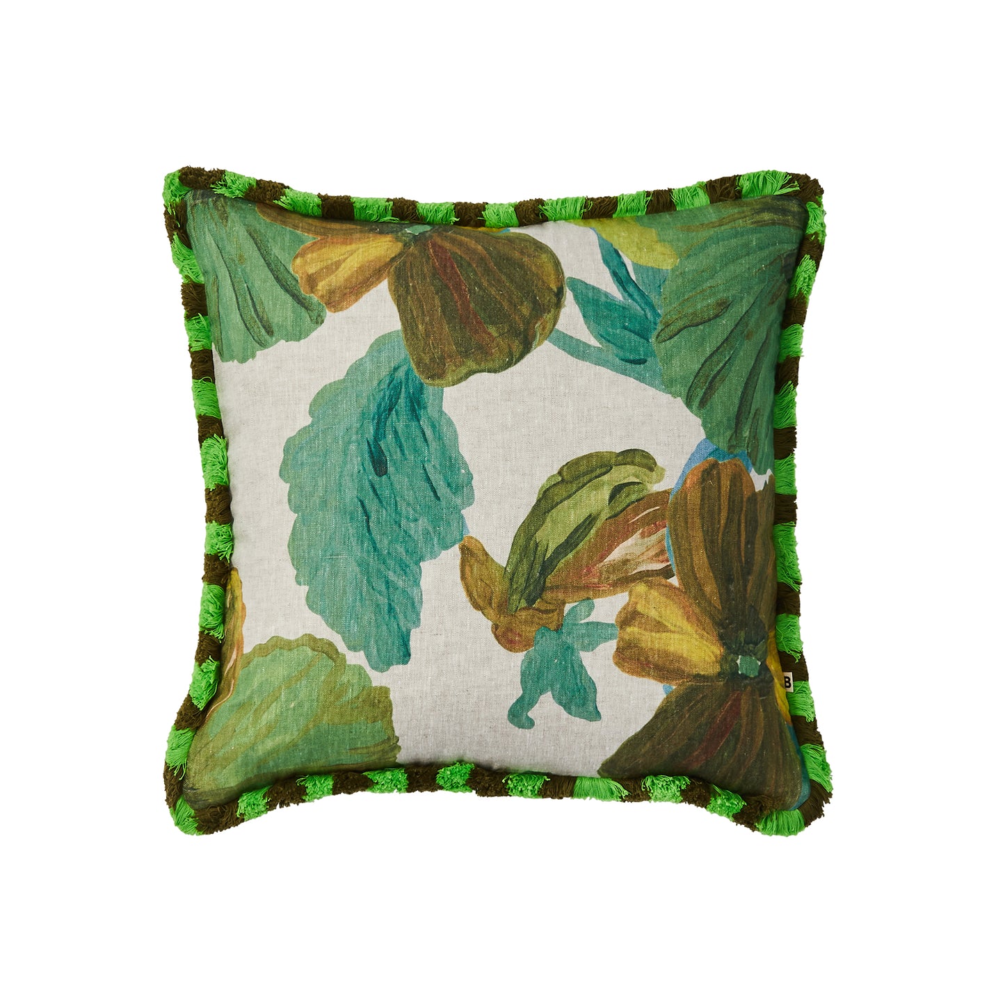 Bonnie and Neil Cushion - Wild Pansy Verde 50cm