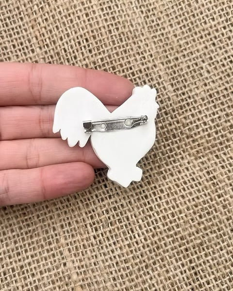 Togetherness Ceramic Brooch - rooster