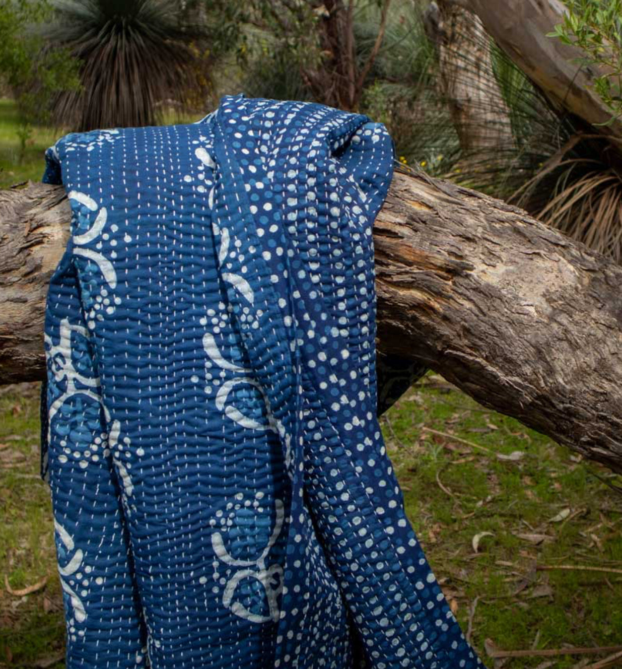 Dana Kinter Kantha Quilt - Heart Strings Australian/Aldinga Wattle