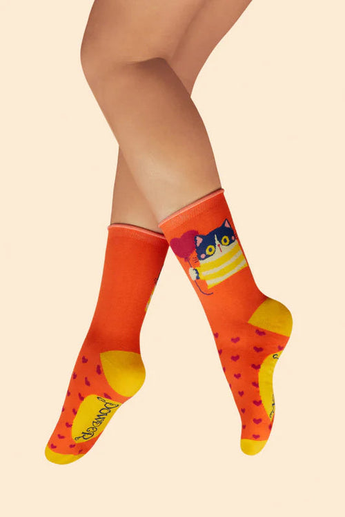Powder Startled Kitty Socks
