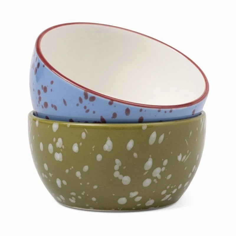 The Bella Dipping Bowl Set - Blue + Olive Splatter